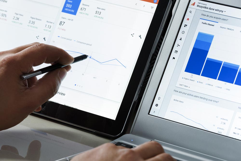 Businessman using Google Analytics Application