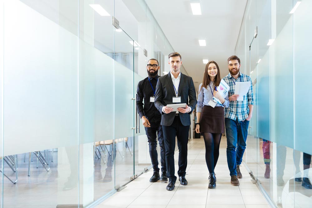 group of happy young business people